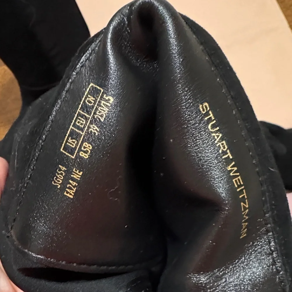 Stuart Weitzman 5050 Bold OTK Boots Black Suede Over-the-Knee Size 8.5